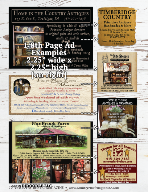 Country Rustic Magazine 1/8th Page Advertising