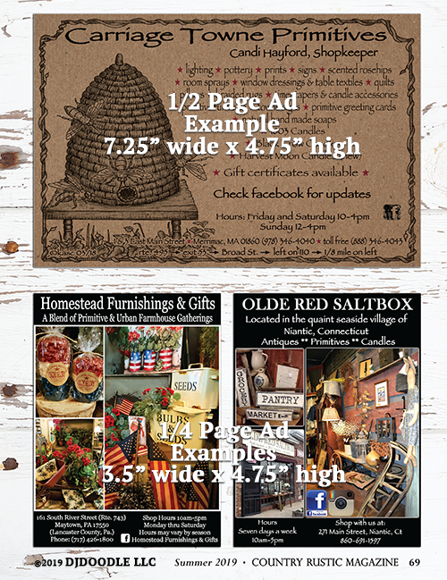 Country Rustic Magazine One Half Page Advertising