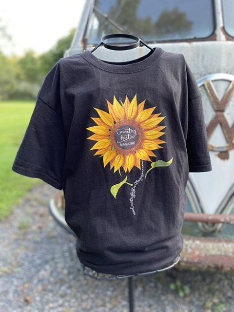 Country Rustic Magazine Sunflower T-Shirt (Black)