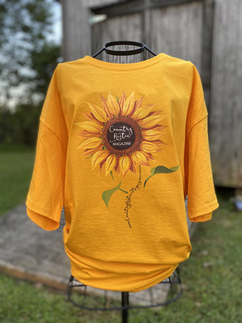 Country Rustic Magazine Sunflower T-Shirt (Gold)