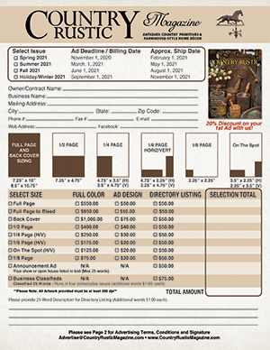 Click Here to Download Country Rustic Magazine 2021 Advertising Rates