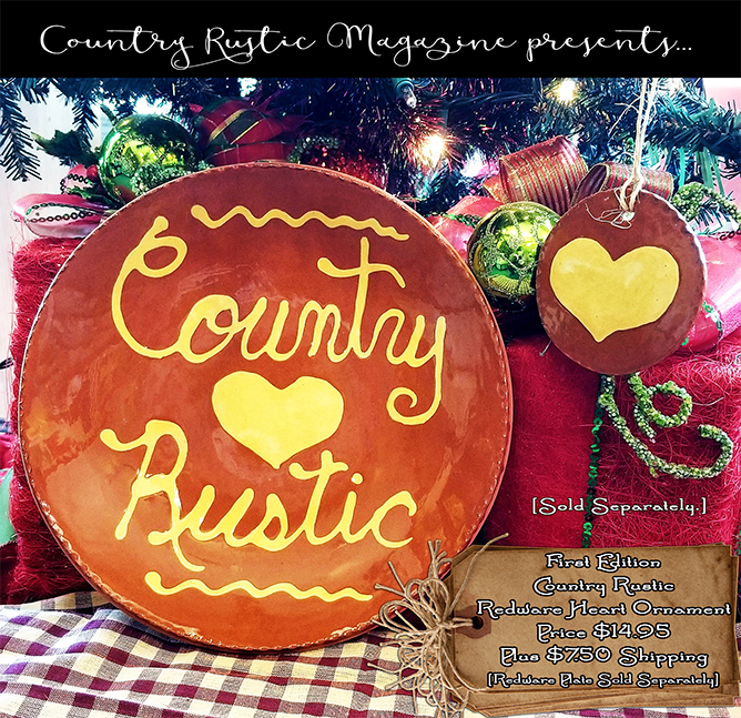 Country Rustic Limited Edition Redware Heart Ornament