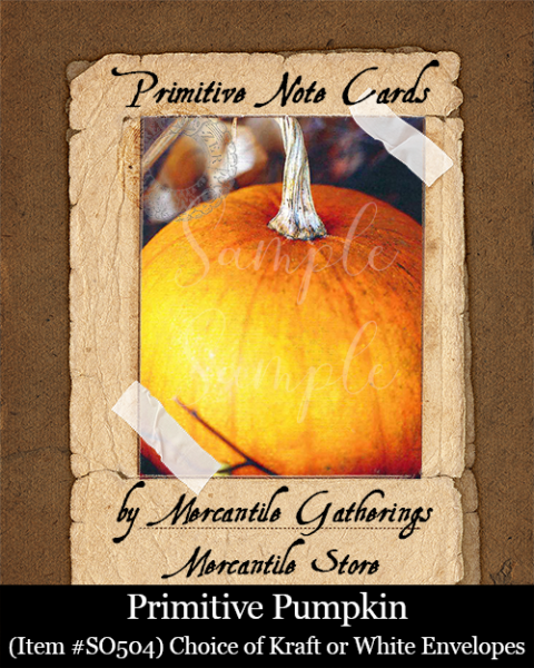 Primitive Pumpkin Note Cards